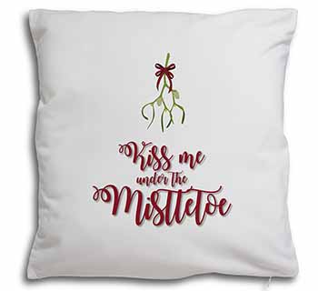 Kiss Me Under The Mistletoe Soft White Velvet Feel Scatter Cushion