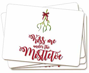 Kiss Me Under The Mistletoe Picture Placemats in Gift Box