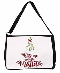 Kiss Me Under The Mistletoe Large Black Laptop Shoulder Bag School/College