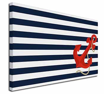 Nautical Stripes Red Anchor Canvas X-Large 30"x20" Wall Art Print