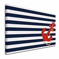 Nautical Stripes Red Anchor Canvas X-Large 30"x20" Wall Art Print
