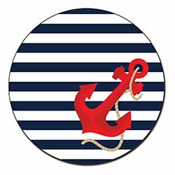 Nautical Stripes Red Anchor Fridge Magnet Printed Full Colour