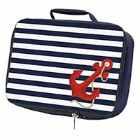 Nautical Stripes Red Anchor Navy Insulated School Lunch Box/Picnic Bag