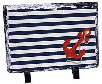 Nautical Stripes Red Anchor, Stunning Photo Slate