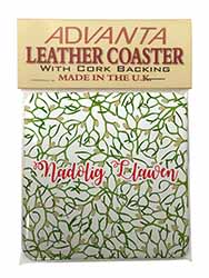Nadolig Llawen Single Leather Photo Coaster