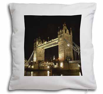 London Tower Bridge Print Soft White Velvet Feel Scatter Cushion