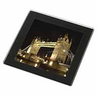 London Tower Bridge Print Black Rim High Quality Glass Coaster