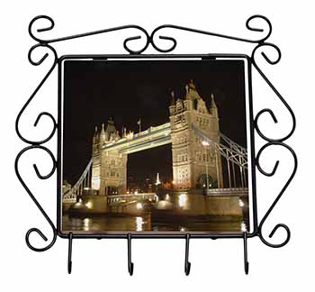 London Tower Bridge Print Wrought Iron Key Holder Hooks