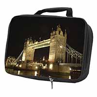 London Tower Bridge Print Black Insulated School Lunch Box/Picnic Bag