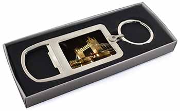 London Tower Bridge Print Chrome Metal Bottle Opener Keyring in Box