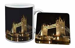 London Tower Bridge Print Mug and Coaster Set