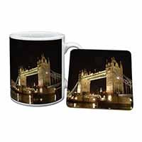 London Tower Bridge Print Mug and Coaster Set