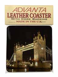 London Tower Bridge Print Single Leather Photo Coaster