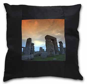 Stonehenge Solstice Sunset Black Satin Feel Scatter Cushion