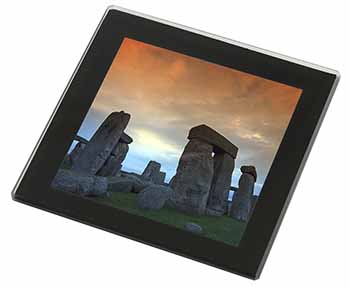 Stonehenge Solstice Sunset Black Rim High Quality Glass Coaster