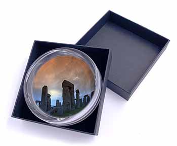 Stonehenge Solstice Sunset Glass Paperweight in Gift Box