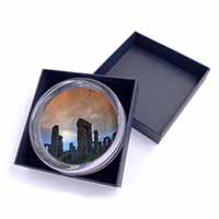 Stonehenge Solstice Sunset Glass Paperweight in Gift Box