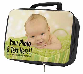 q Black Insulated School Lunch Box Bag