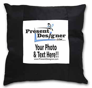 q Black Border Satin Feel Cushion Cover With Pillow Insert