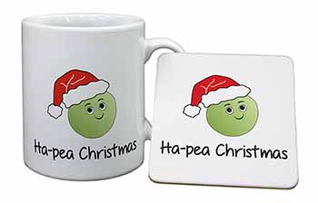 Christmas Pea Mug and Coaster Set