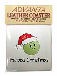 Christmas Pea Single Leather Photo Coaster