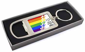 Pride Month 2023 Chrome Metal Bottle Opener Keyring in Box