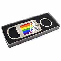 Pride Month 2023 Chrome Metal Bottle Opener Keyring in Box