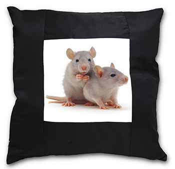 Silver Blue Rats Black Satin Feel Scatter Cushion
