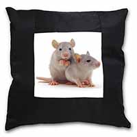 Silver Blue Rats Black Satin Feel Scatter Cushion