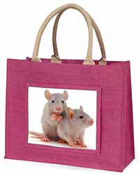 Silver Blue Rats Large Pink Jute Shopping Bag