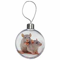 Silver Blue Rats Christmas Bauble