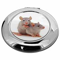 Silver Blue Rats Make-Up Round Compact Mirror