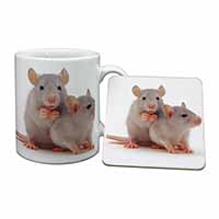 Silver Blue Rats Mug and Coaster Set
