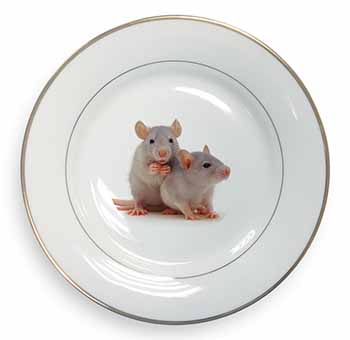 Silver Blue Rats Gold Rim Plate Printed Full Colour in Gift Box