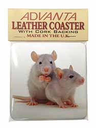 Silver Blue Rats Single Leather Photo Coaster