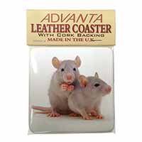Silver Blue Rats Single Leather Photo Coaster