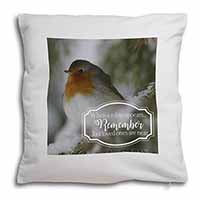 Little Robin Red Breast Soft White Velvet Feel Scatter Cushion