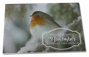 Large Glass Cutting Chopping Board Little Robin Red Breast