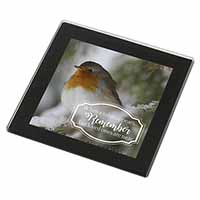 Little Robin Red Breast Black Rim High Quality Glass Coaster