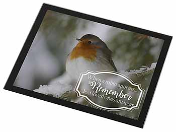 Little Robin Red Breast Black Rim High Quality Glass Placemat