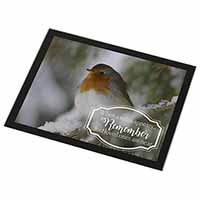Little Robin Red Breast Black Rim High Quality Glass Placemat