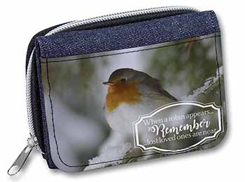 Little Robin Red Breast Unisex Denim Purse Wallet