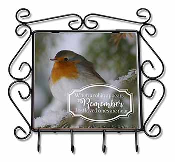 Little Robin Red Breast Wrought Iron Key Holder Hooks