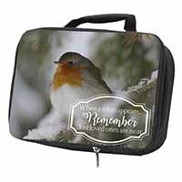 Little Robin Red Breast Black Insulated School Lunch Box/Picnic Bag