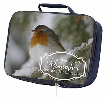 Little Robin Red Breast Navy Insulated School Lunch Box/Picnic Bag