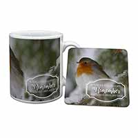 Little Robin Red Breast Mug and Coaster Set