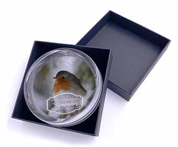 Little Robin Red Breast Glass Paperweight in Gift Box