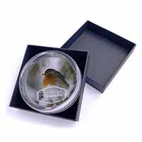 Little Robin Red Breast Glass Paperweight in Gift Box