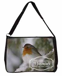 Little Robin Red Breast Large Black Laptop Shoulder Bag School/College