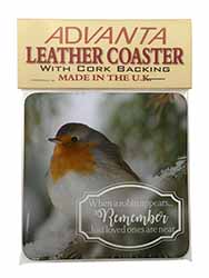 Little Robin Red Breast Single Leather Photo Coaster
